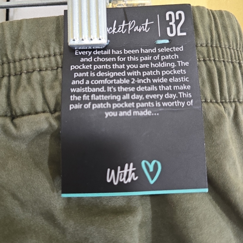 NWT Lularoe Patch Pocket Pants in Army Green 32 Relaxed Slim Fit - Picture 8 of 8